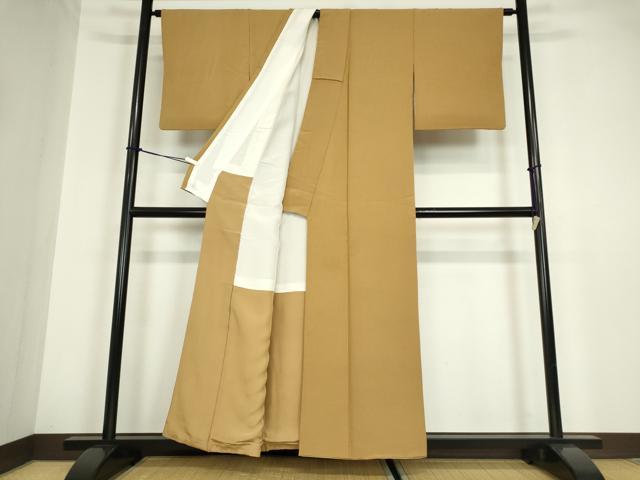 平和屋着物●上質な色無地　黄土色　正絹　逸品　DABA4833az