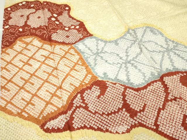平和屋着物●訪問着　総絞り　道長花文　正絹　逸品　DABA4895az