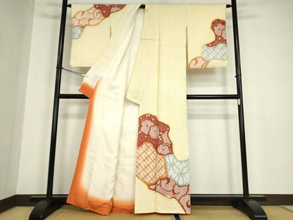 平和屋着物●訪問着　総絞り　道長花文　正絹　逸品　DABA4895az