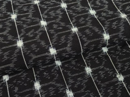 平和屋着物●久留米絣 単衣 麻の葉文 黒地 綿 逸品 DABA4900az