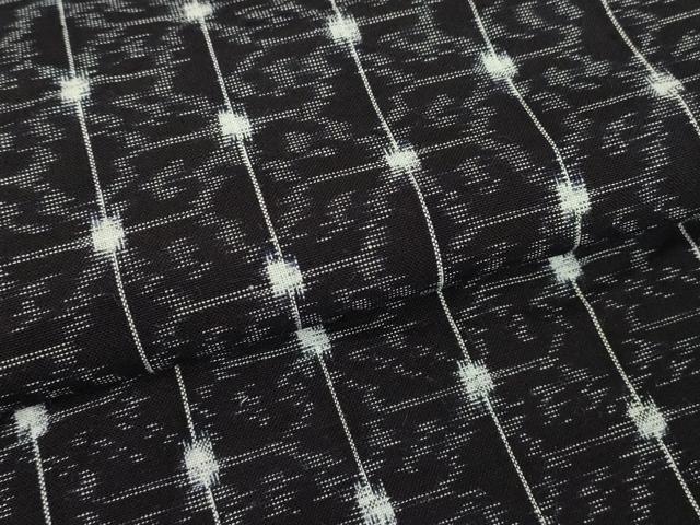 平和屋着物●久留米絣 単衣 麻の葉文 黒地 綿 逸品 DABA4900az