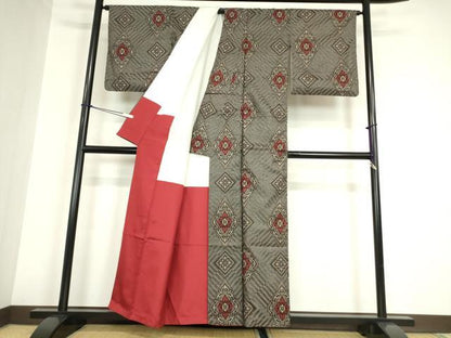 平和屋着物●本場大島紬　龍郷絣　花菱文　正絹　逸品　DABA4921az