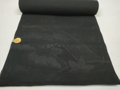平和屋着物＊夏物 西陣 名古屋帯 帯反物 黒共帯 草花文 証紙付き 逸品 未使用 DABC1141zzz