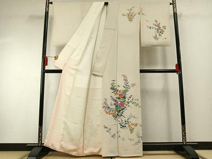 平和屋着物●訪問着　友禅　作家物　草花文　正絹　逸品　AABF5918fy