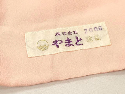 平和屋着物■上質な色無地 組紐地紋 サーモンピンク色 やまと誂製 正絹 逸品 DAAZ5990ea