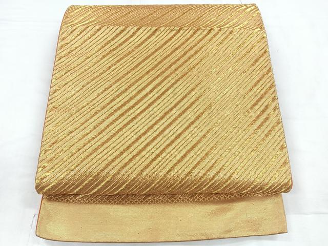 平和屋着物◎西陣 六通柄袋帯 斜縞 金糸 正絹 逸品 CABC1985nb