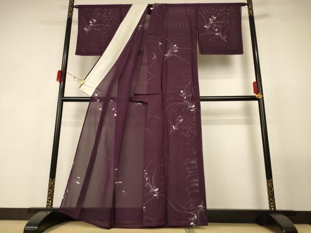 平和屋着物＊夏物 小紋 絽 草花文 正絹 逸品 AABF9442jd