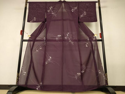 平和屋着物＊夏物 小紋 絽 草花文 正絹 逸品 AABF9442jd