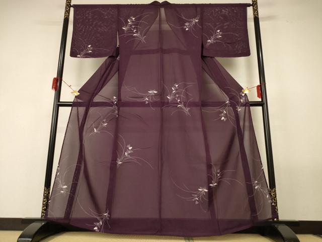 平和屋着物＊夏物 小紋 絽 草花文 正絹 逸品 AABF9442jd
