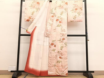 平和屋着物■上質な小紋 牡丹花文 暈し染め 金彩 正絹 逸品 BAAW4576hv