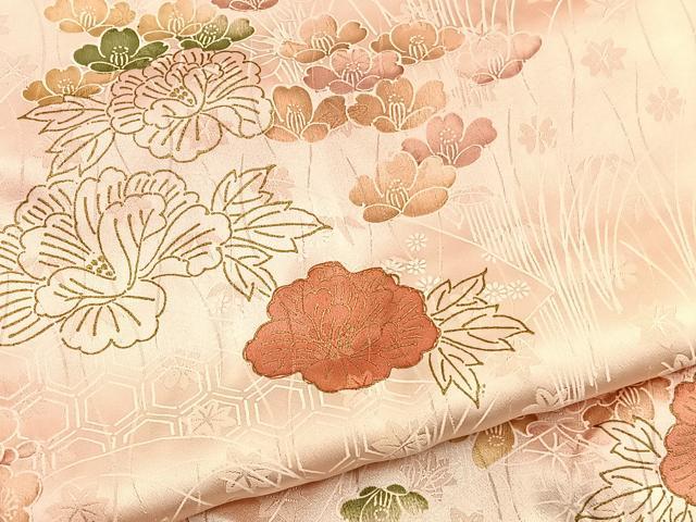 平和屋着物■上質な小紋 牡丹花文 暈し染め 金彩 正絹 逸品 BAAW4576hv