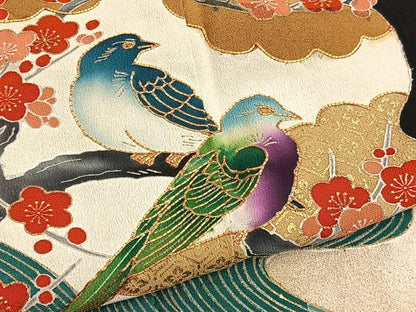 平和屋着物■豪華黒留袖　駒刺繍　休み鳥枝梅文　金彩　正絹　逸品　BAAW4628hv