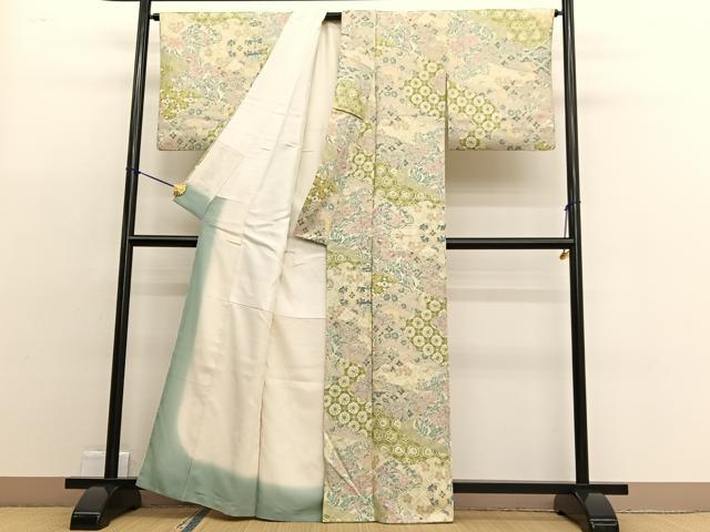 平和屋着物■上質な小紋 切嵌花文 正絹 逸品 BAAW4643hv
