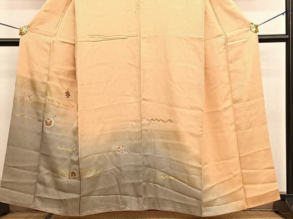 平和屋着物■訪問着 刺繍 松梅丸文 暈し染め 金彩 正絹 逸品 BAAW4644hv