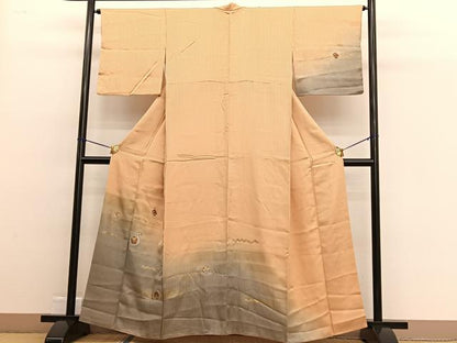平和屋着物■訪問着 刺繍 松梅丸文 暈し染め 金彩 正絹 逸品 BAAW4644hv