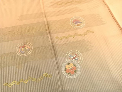 平和屋着物■訪問着 刺繍 松梅丸文 暈し染め 金彩 正絹 逸品 BAAW4644hv