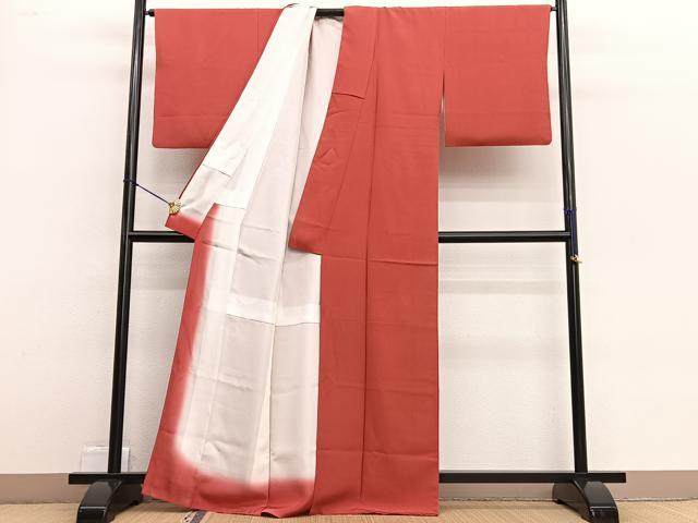平和屋着物■上質な色無地 赤丹色 正絹 逸品 BAAW4672hv