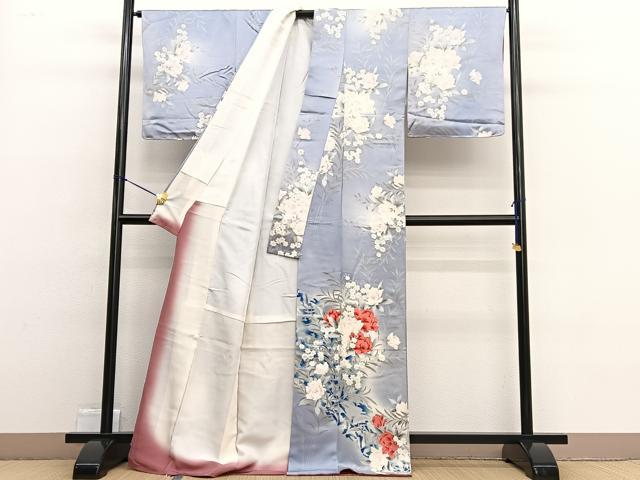 平和屋着物■訪問着 牡丹花文 暈し染め 正絹 逸品 BAAW4678hv