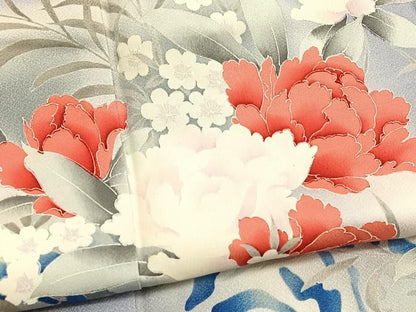 平和屋着物■訪問着 牡丹花文 暈し染め 正絹 逸品 BAAW4678hv