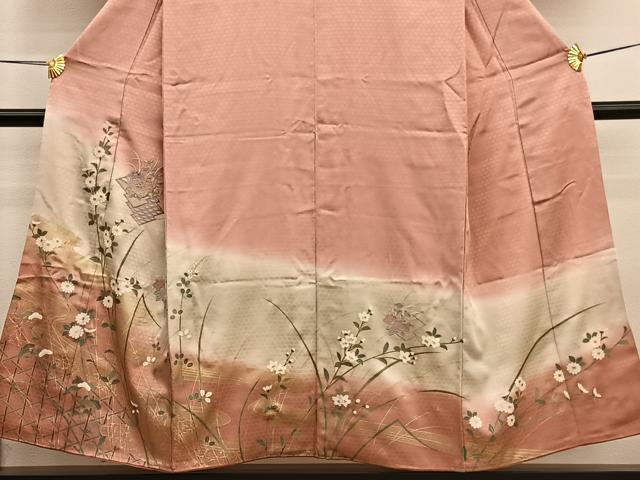 平和屋着物■中国三大刺繍　スワトウ刺繍　訪問着　松皮菱花文　暈し染め　金彩　正絹　逸品　BAAW4716hv