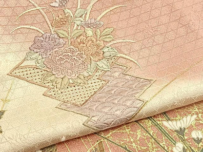 平和屋着物■中国三大刺繍　スワトウ刺繍　訪問着　松皮菱花文　暈し染め　金彩　正絹　逸品　BAAW4716hv