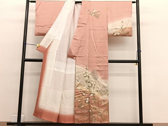 平和屋着物■中国三大刺繍　スワトウ刺繍　訪問着　松皮菱花文　暈し染め　金彩　正絹　逸品　BAAW4716hv