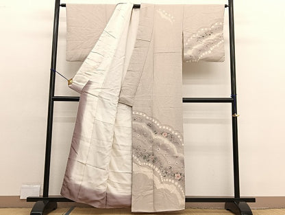 平和屋着物■訪問着 手描き 絞り 舞蝶花唐草文 暈し染め 正絹 逸品 BAAW4571hv