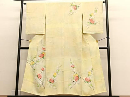 平和屋着物■訪問着　手描き　枝花文　暈し染め　正絹　逸品　BAAW4740hv