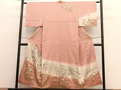平和屋着物■中国三大刺繍　スワトウ刺繍　訪問着　松皮菱花文　暈し染め　金彩　正絹　逸品　BAAW4716hv