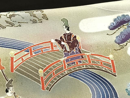 平和屋着物■豪華黒留袖　手描き　人物風景文　暈し染め　正絹　逸品　BAAW4719hv