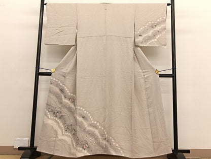 平和屋着物■訪問着 手描き 絞り 舞蝶花唐草文 暈し染め 正絹 逸品 BAAW4571hv