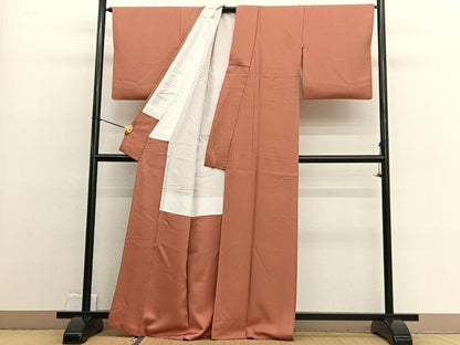 平和屋着物■上質な色無地　作家物　本草木染　曙色　正絹　逸品　BAAW4764hv