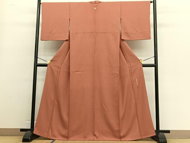 平和屋着物■上質な色無地　作家物　本草木染　曙色　正絹　逸品　BAAW4764hv