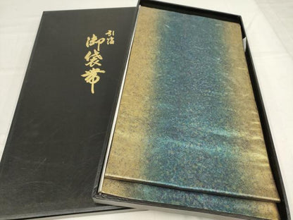 平和屋本店▼六通柄袋帯 霞文 金糸 引箔 共箱付き 正絹 逸品 AABF7404wj