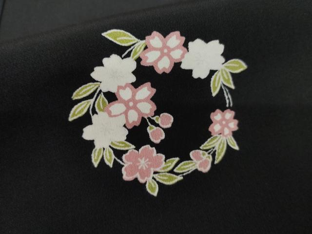平和屋着物●長襦袢　無双仕立て　花丸文　黒地　正絹　逸品　未使用　AABG0307cs