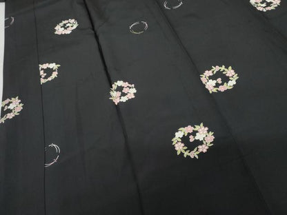 平和屋着物●長襦袢　無双仕立て　花丸文　黒地　正絹　逸品　未使用　AABG0307cs