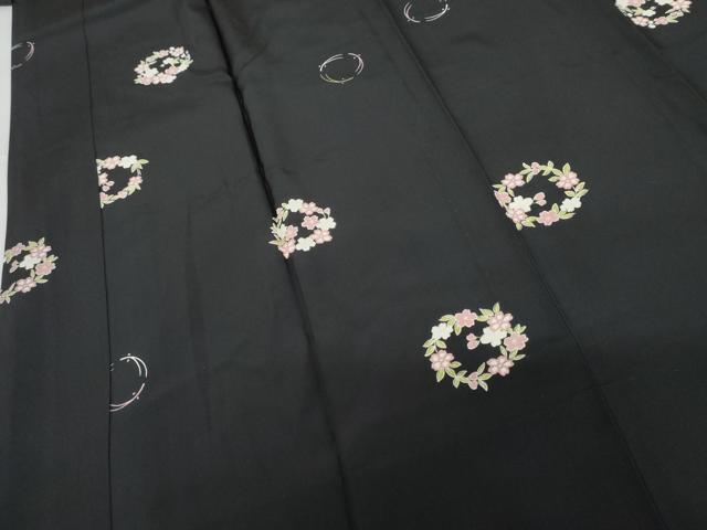 平和屋着物●長襦袢　無双仕立て　花丸文　黒地　正絹　逸品　未使用　AABG0307cs