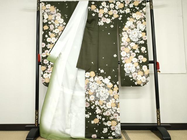 平和屋着物●H・L（アッシュエル） HENRI-LUC CHAPUIS 振袖 舞花文 暈し染め 洗える着物 AABG0343cs