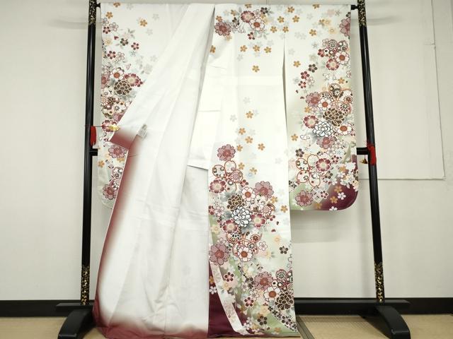平和屋着物●H・L（アッシュエル） HENRI-LUC CHAPUIS 振袖 枝垂れ花文 暈し染め 洗える着物 未使用 AABG0342cs
