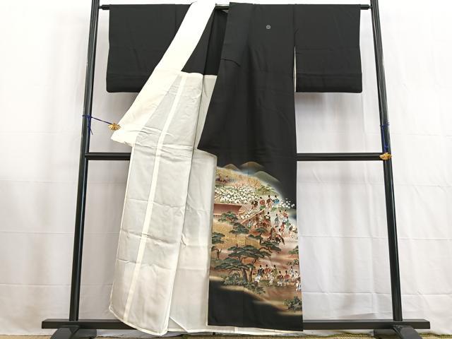 平和屋着物▽豪華黒留袖　単衣　作家物　御門臨幸　平安人物風景文　暈し染め　金彩　やまと誂製　正絹　逸品　BAAW2651yc