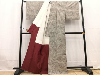 平和屋着物●本場大島紬　7マルキ　葡萄蔦の葉文　正絹　逸品　BAAW2678yc