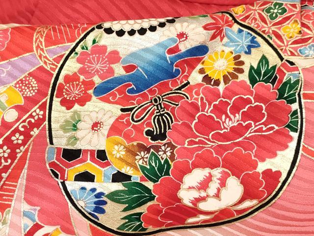 平和屋着物[]七五三　女の子　３歳　祝着　三つ身　長襦袢(袷)セット　熨斗　鞠仕覆花文　暈し染め　金銀彩　逸品　DABA3955ma