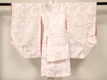 平和屋着物[]七五三　女の子　３歳　祝着　三つ身　長襦袢(袷)セット　熨斗　鞠仕覆花文　暈し染め　金銀彩　逸品　DABA3955ma