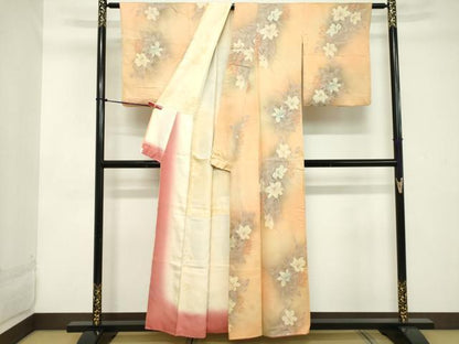 平和屋着物■上質な小紋 草花文 暈し染め 正絹 逸品 DABC4678cd