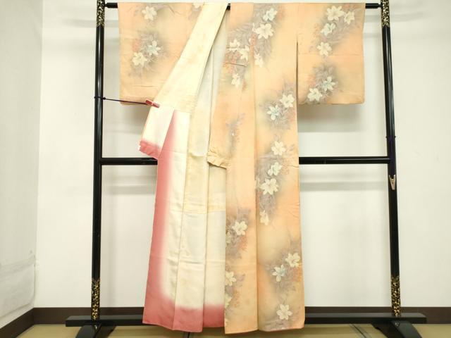 平和屋着物■上質な小紋 草花文 暈し染め 正絹 逸品 DABC4678cd
