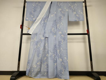 平和屋着物＊夏物　小紋　絽　草花文　洗える着物　AABF9495jd