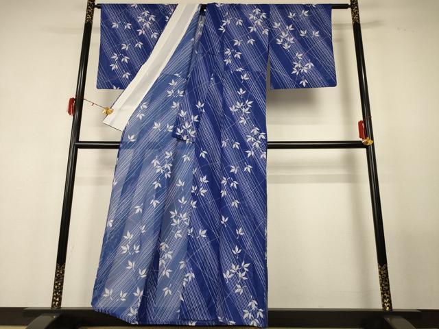 平和屋着物＊夏物 小紋 絽 舞葉文 洗える着物 AABF9491jd
