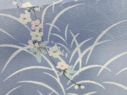 平和屋着物＊夏物　小紋　絽　草花文　洗える着物　AABF9495jd
