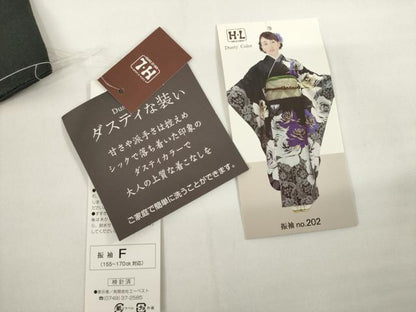 平和屋着物●H・L（アッシュエル）　HENRI-LUC CHAPUIS　振袖　薔薇　バラ　ロング丈　洗える着物　未使用　AABG0810ck