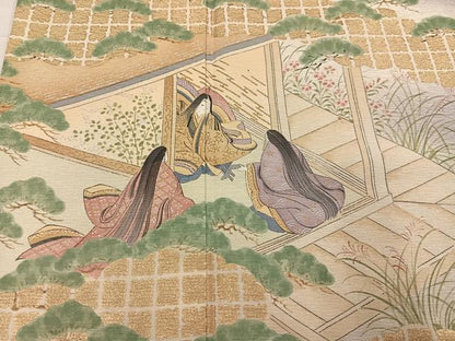 平和屋着物●友禅師・京の名工・伝統工芸士・樽本伊勢蔵 訪問着 人物風景文 暈し染め 金彩 正絹 逸品 AABG1061ph